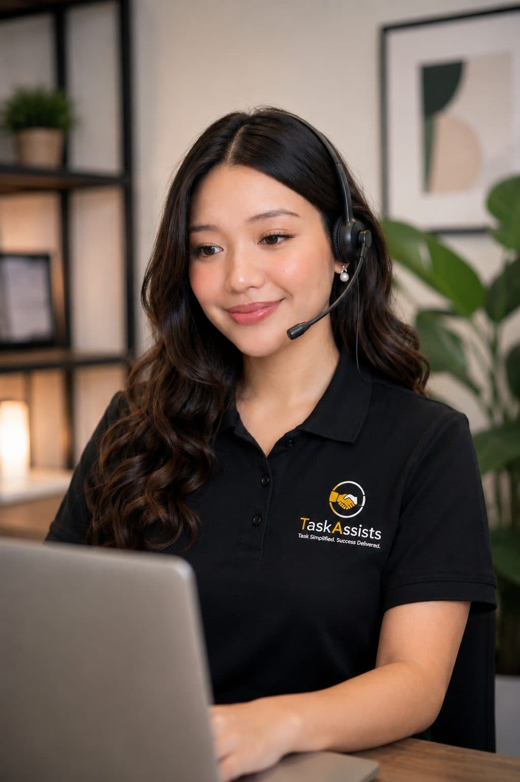 A TaskAssists virtual assistant supporting a client